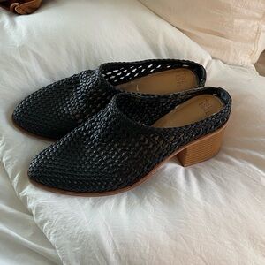 Time and Tru Black Woven Mules with Block Heel